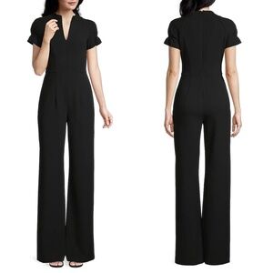NEW BLACK HALO Black CREPE Patel V-NECK Wide-Leg COCKTAIL JUMPSUIT US 8